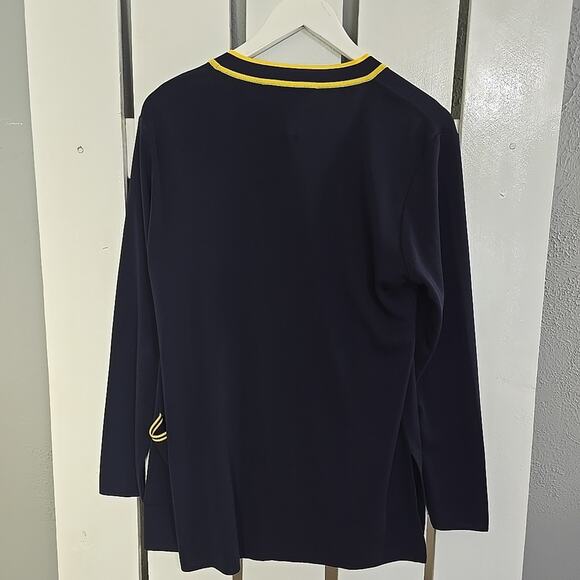 Exclusively Misook Blue Yellow Open Front Cardigan Small Old Money Sailor Preppy - Picture 2 of 6